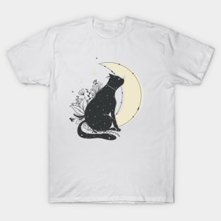 Black cat with moon T-Shirt